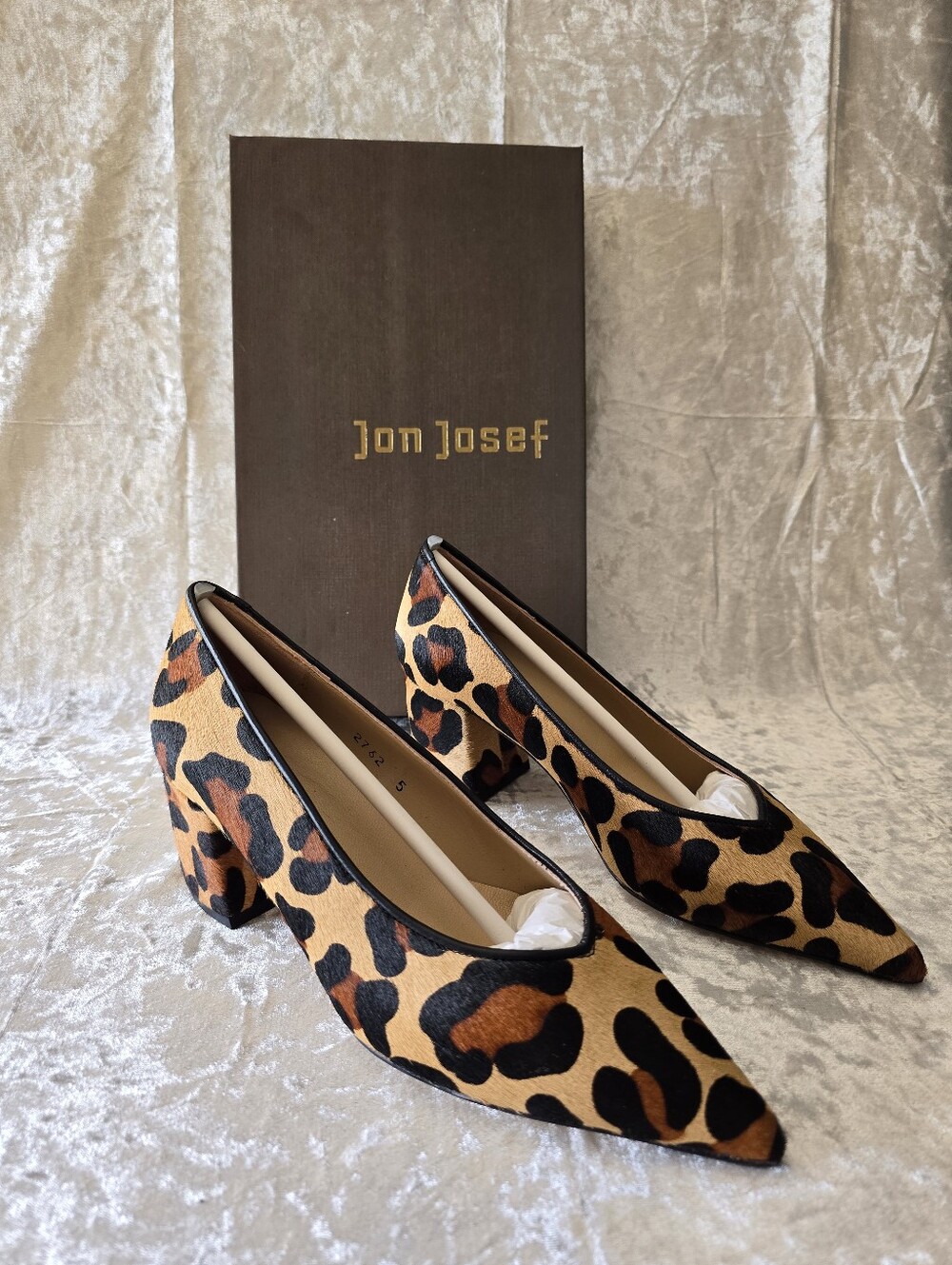 Jon Josef Leopard Print Pointed Toe Block Heel Pumps - Brown/Black